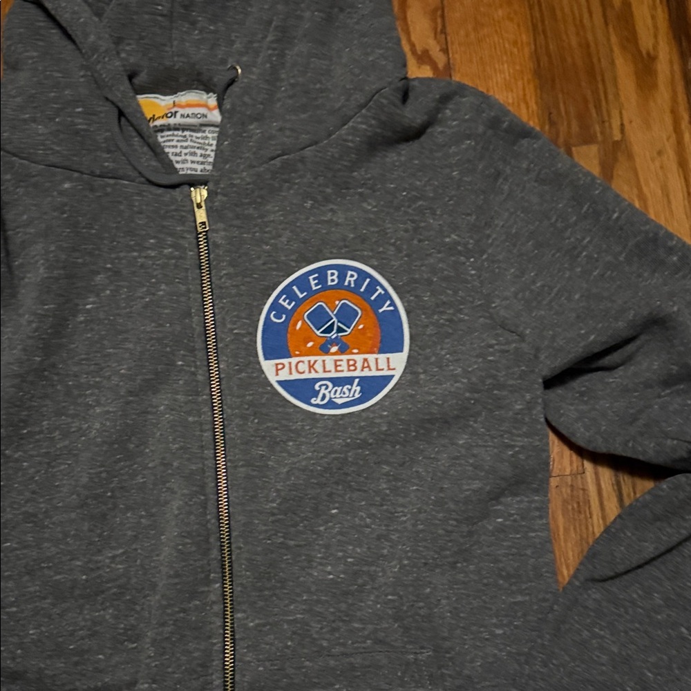 Aviator Nation Gray Hoodie with Striped Sleeve